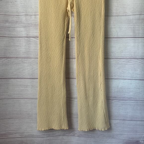 Billabong Yellow Ribbed Knit Pants High Waisted Drawstring Size Large - Picture 3 of 16